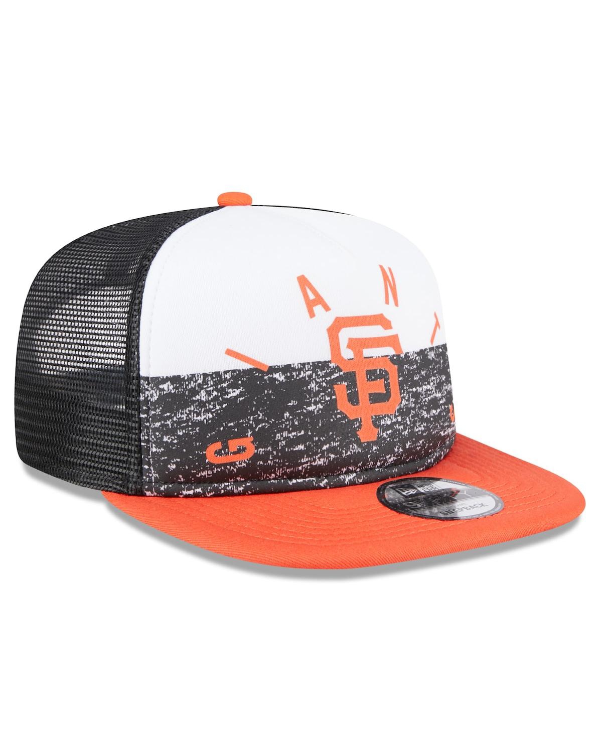 New Era Men's White/orange San Francisco Giants Team Foam Front A-frame Trucker 9fifty Snapback Hat In White,orange