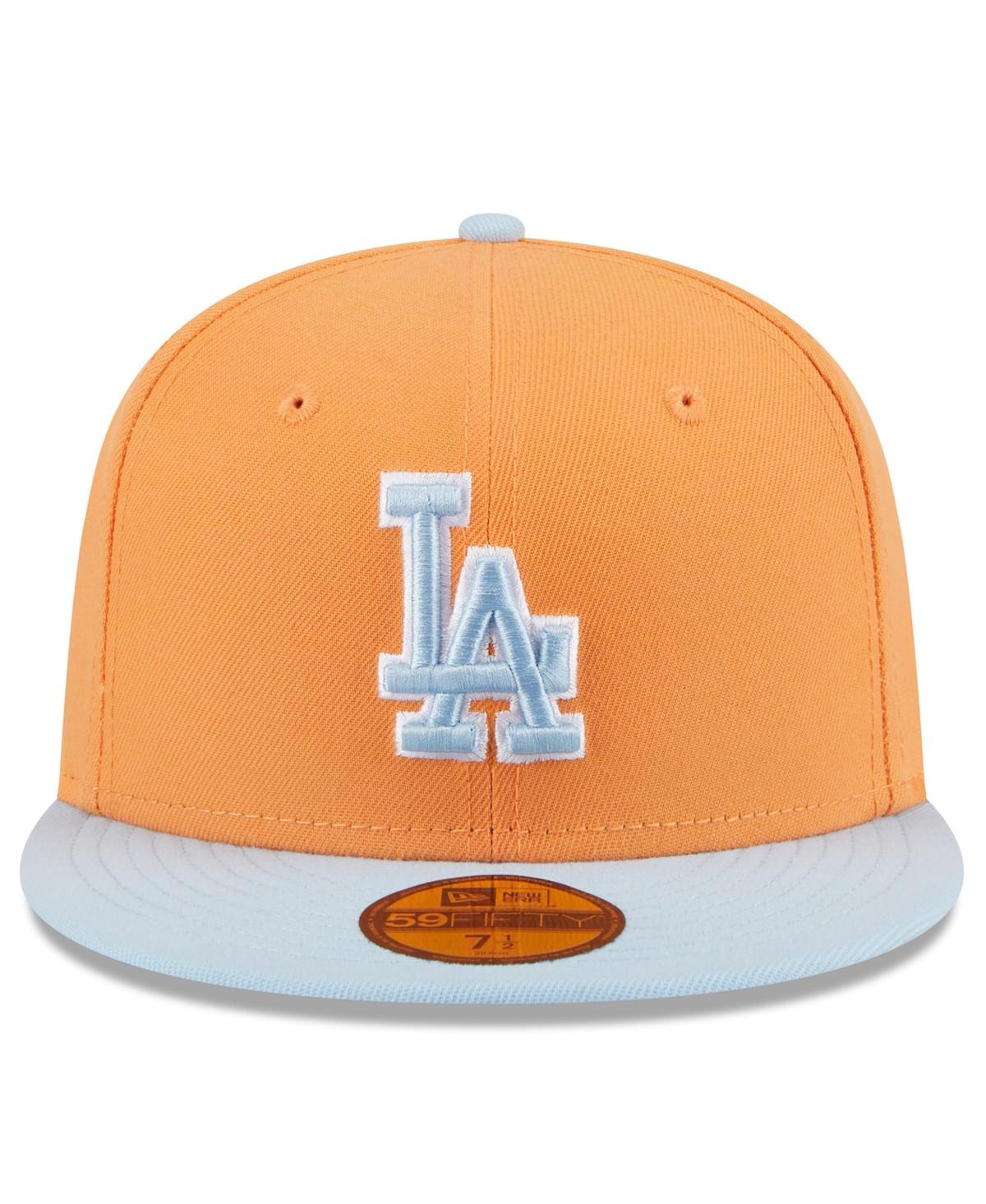 New Era Men's Orange/light Blue Los Angeles Dodgers Spring Color Basic Two-tone 59fifty Fitted Hat In Orange,light Blue