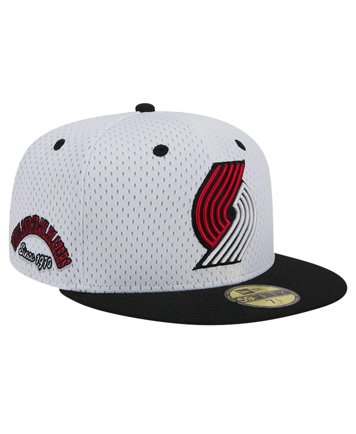 NEW ERA MEN'S WHITE/BLACK PORTLAND TRAIL BLAZERS THROWBACK 2TONE 59FIFTY FITTED HAT 