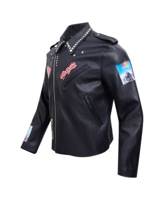 Men's Black Aerosmith Big Ones Graphic Biker Full-Zip Jacket