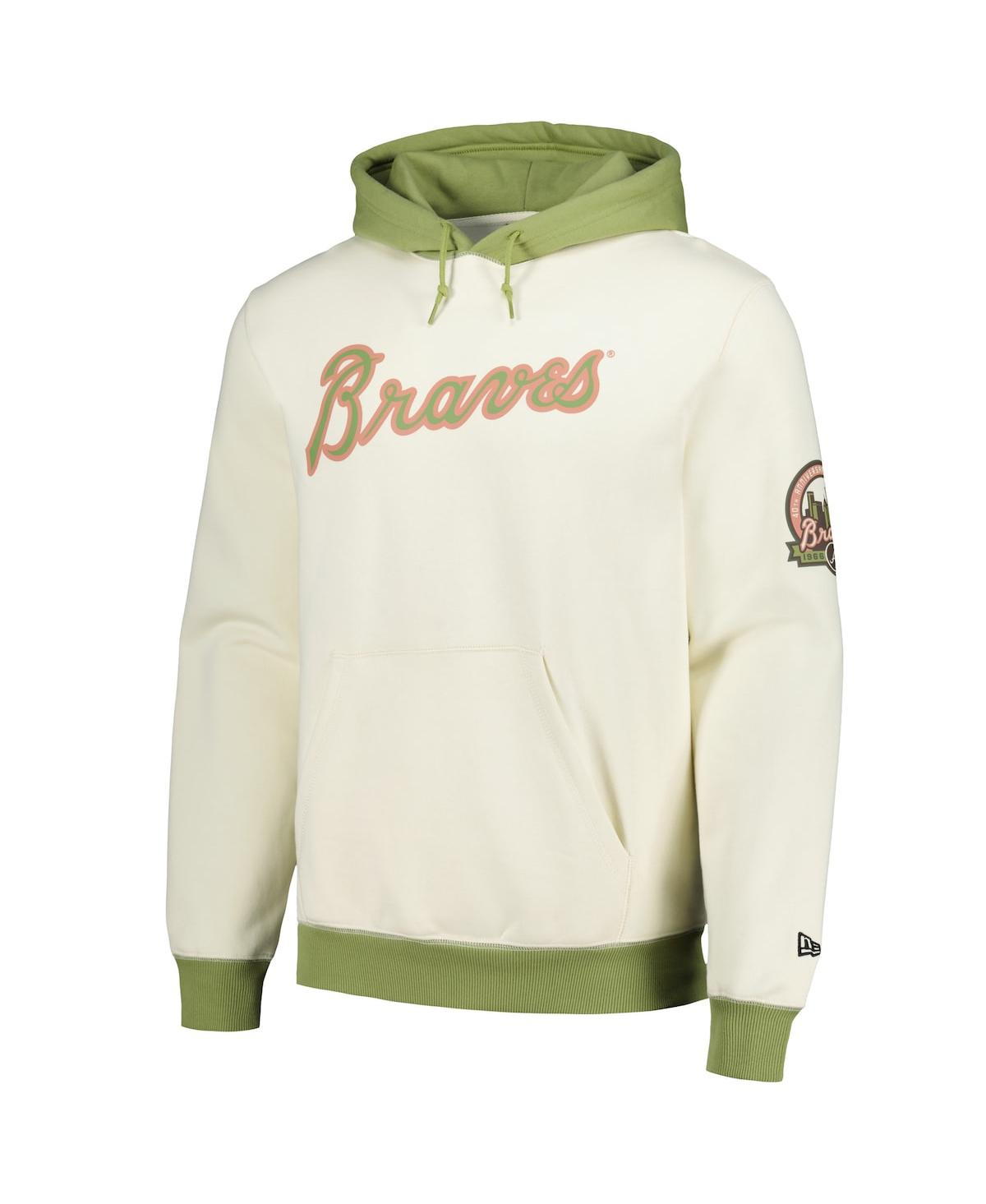 New Era Men'sGreen Atlanta Braves Color Pop Pullover Hoodie - Cream, Green