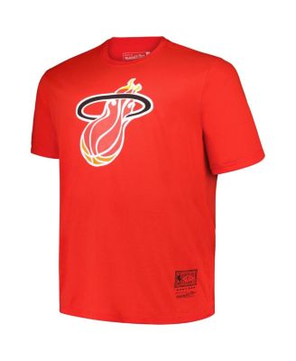 Men's Red Miami Heat Big Tall Hardwood Classics Vintage-like Logo T-Shirt