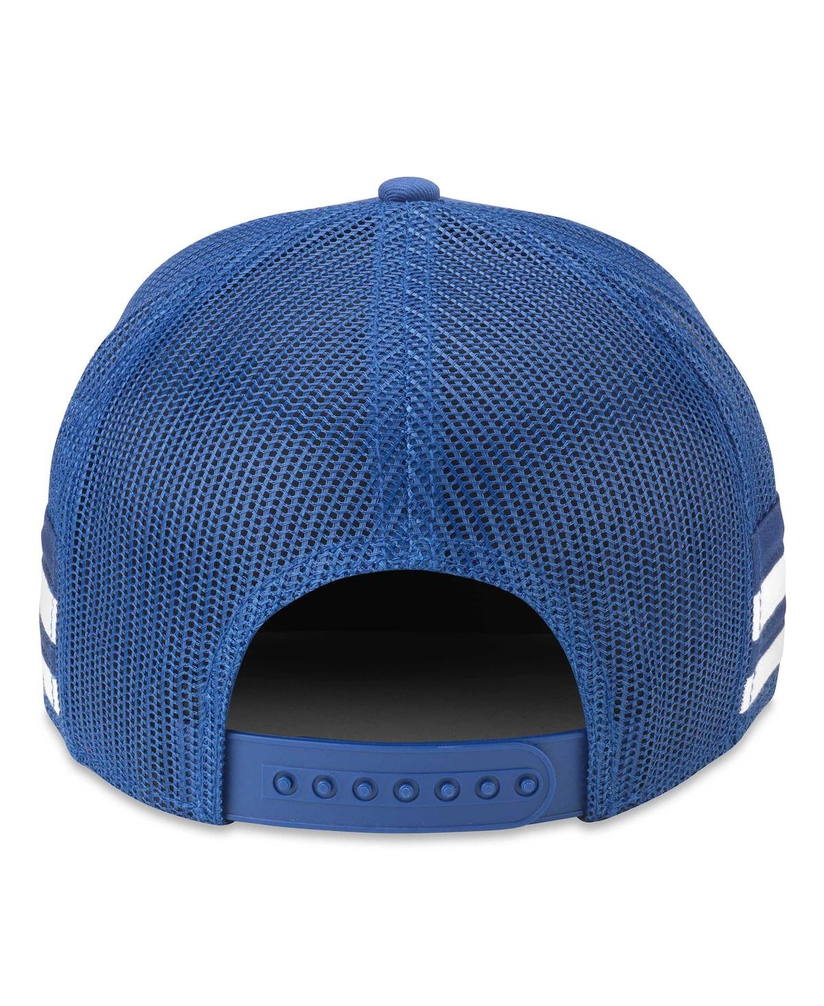 AMERICAN NEEDLE MEN'S BLUE TORONTO MAPLE LEAFS HOT FOOT STRIPES TRUCKER ADJUSTABLE HAT 