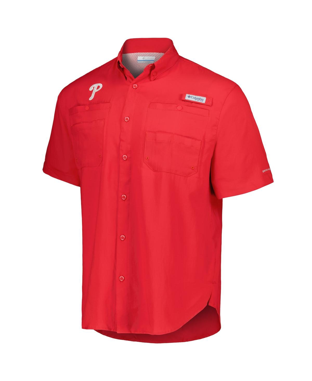 Columbia Men's Crimson Oklahoma Sooners Big Tall Tamiami Omni-shade Button-down Shirt In Red