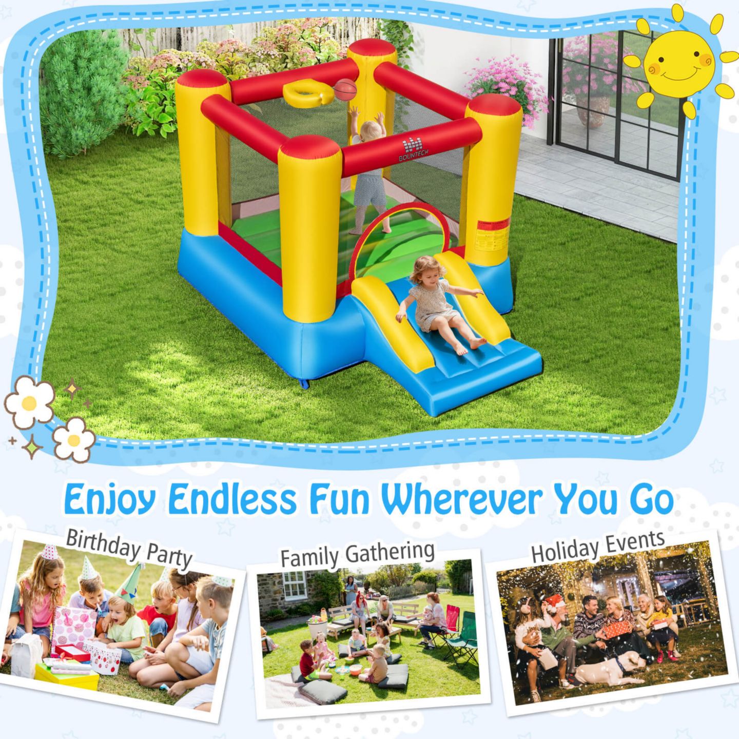 Детская игрушка Costway Inflatable Bouncer Kids Slide Bounce House for Indoor Outdoor without Blower — фото 7