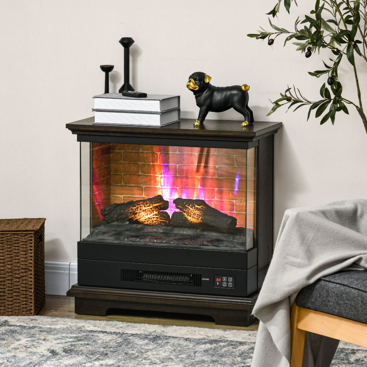 Homcom 26" Electric Fireplace Stove with Remote Control, 12H Timer,