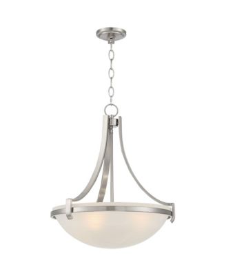 Mallot Brushed Nickel Pendant Chandelier 20" Wide Industrial Champagne Glass Bowl Shade 4-Light Fixture for Dining Room Kitchen Island