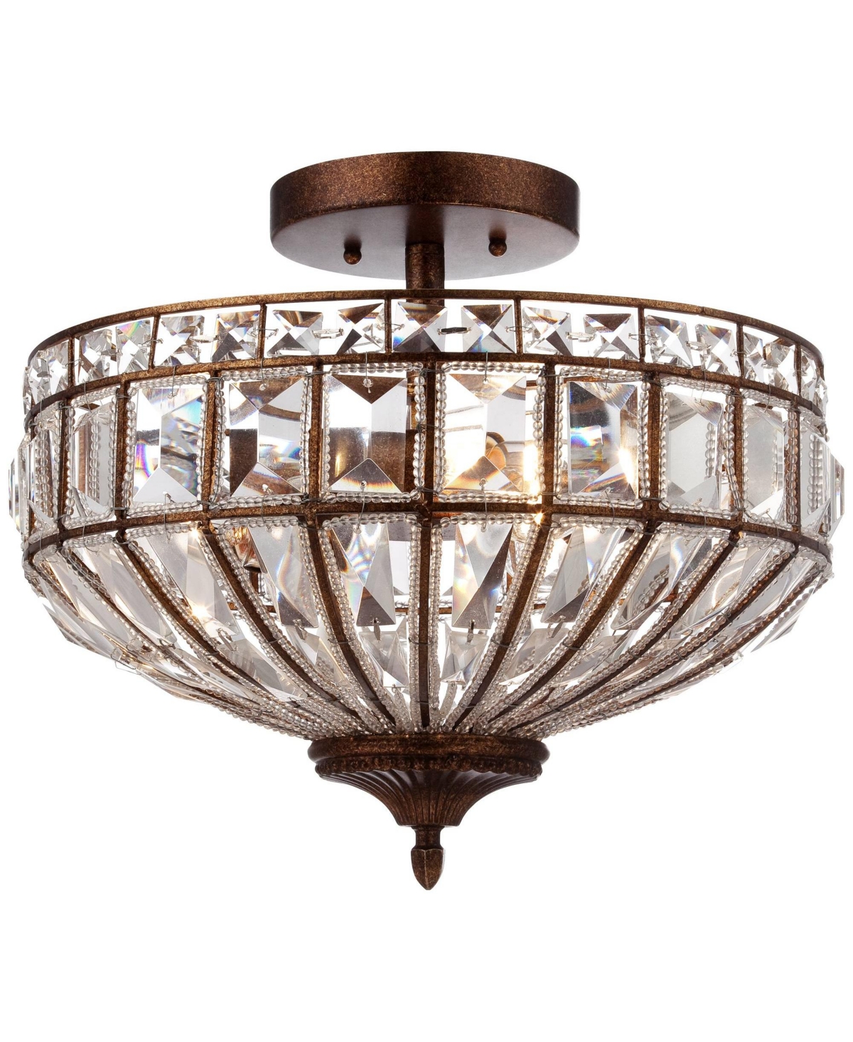 Vienna Full Spectrum Ibeza Ceiling Light Semi Flush Mount Fixture Wide MochaMetal Faceted Clear Crystal Glass Bowl for Bedroom Kitchen Livi