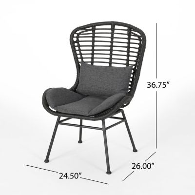 Streamdale Modern Rattan Accent Chair with Water-Resistant Cushions