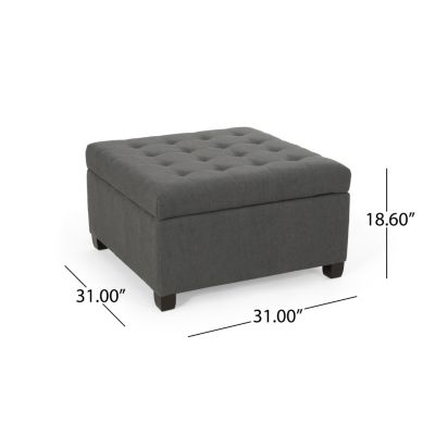 Modern Ottoman with Storage | Plush Upholstery | Contemporary Waffle Stitch