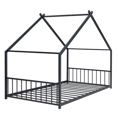 Streamdale Twin Size Metal House Bed, Black