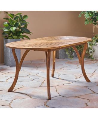 Streamdale Elegant Oval Acacia Wood Table with Teak Finish for Outdoor Patios