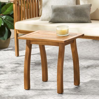 Streamdale Coastal Slatted Outdoor Accent Table for Patio or Pool Deck