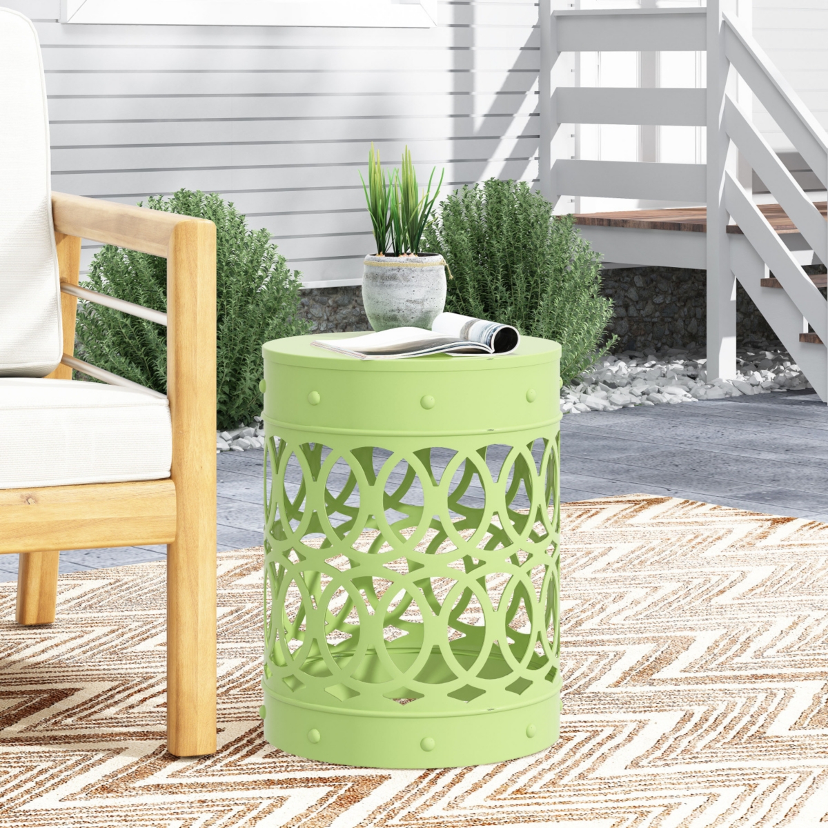 Streamdale Modern Geometric Iron Cut Side Table Chic, Durable