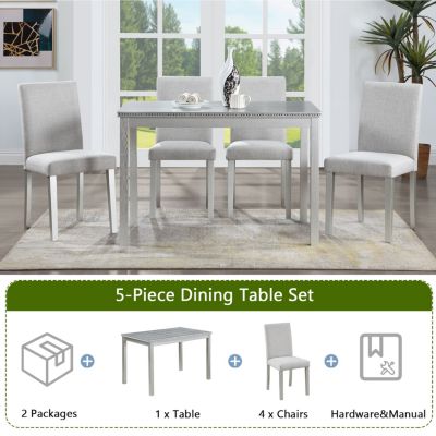 Stunning 5-Piece Dining Set Elegant Table & Upholstered Chairs