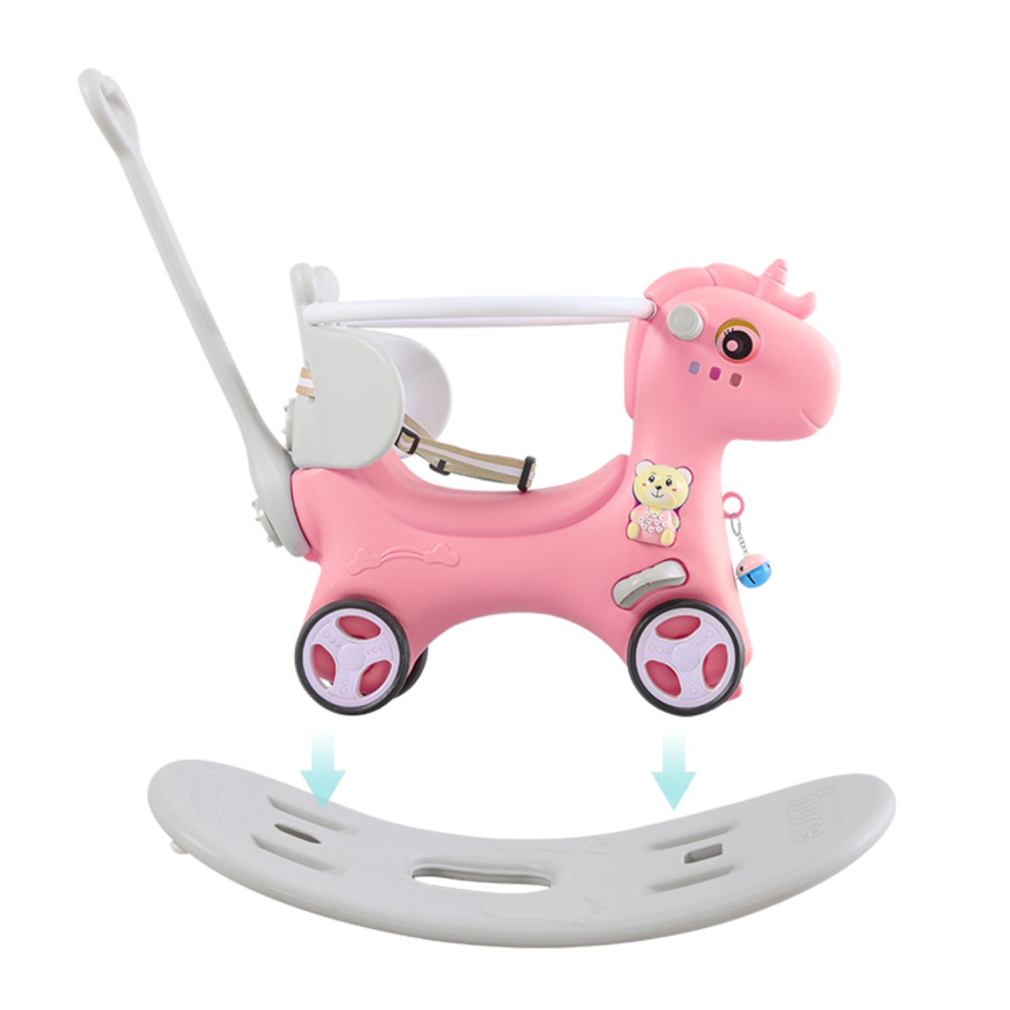 Детская игрушка Streamdale Furniture 4-in-1 Rocking Horse Balance Bike Ride-On Toy, Ages 1-3, цвет: Розовый — фото 3