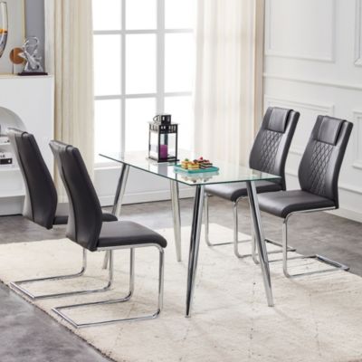 Modern PU Leather Dining Chairs with Metal Legs | Easy Assembly