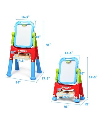 Height Adjustable Kids Art Easel Magnetic Double Sided Board w/ Accessories