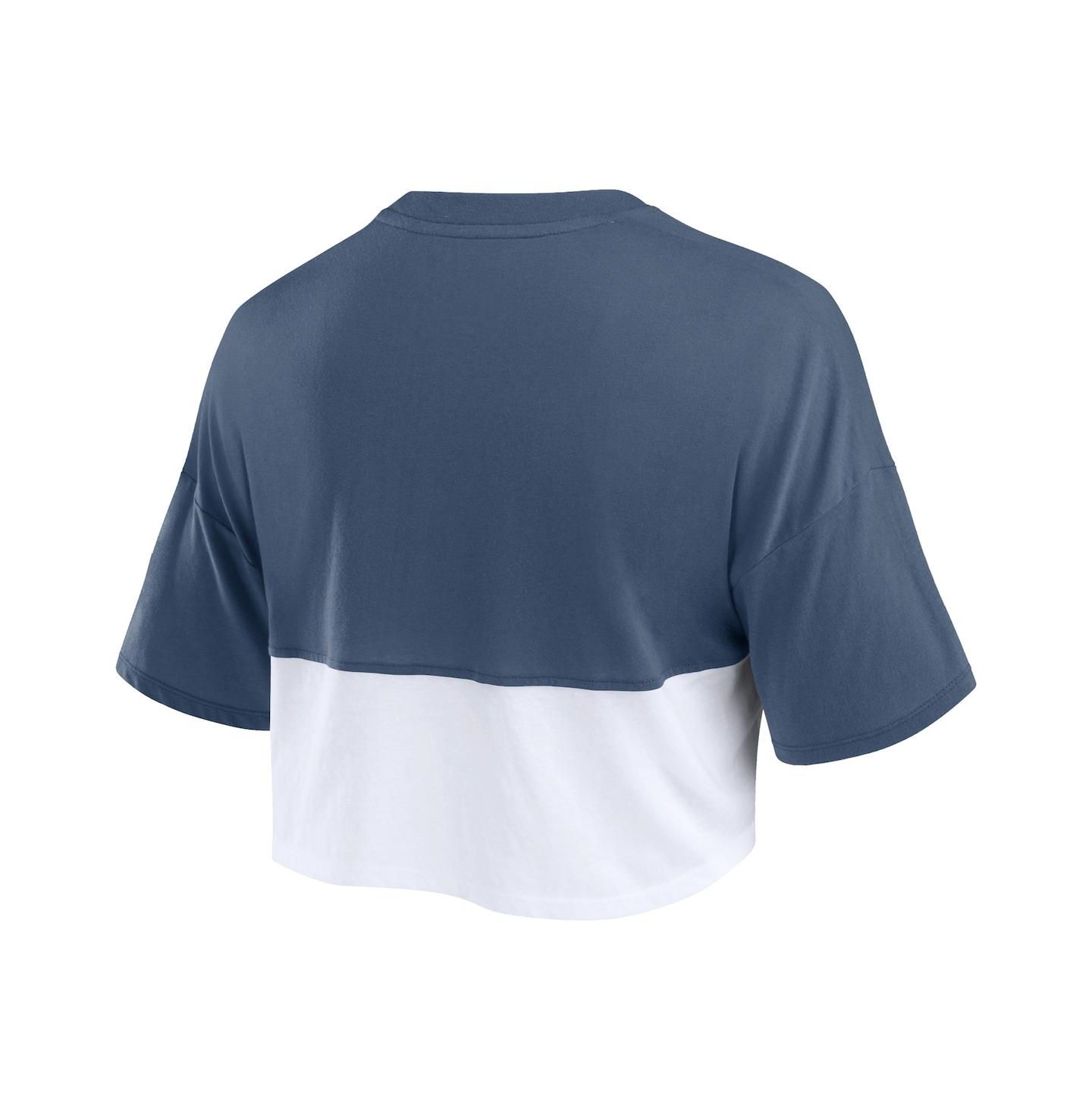 Женская футболка Fanatics Navy/White New York Yankees Color Split Boxy Cropped — фото 2