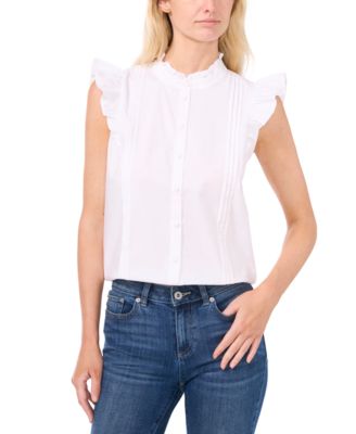 CeCe - Women's Double-Ruffle Button-Down Blouse