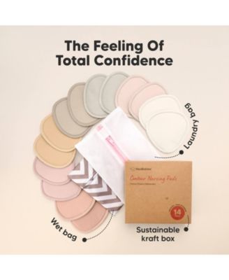 14pk Organic Nursing Pads, Reusable Nipple Pads for Breastfeeding, Washable Breast Pads + Wash Bag