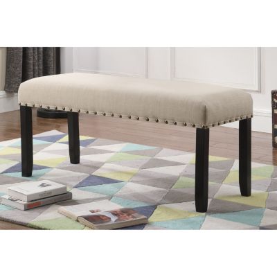 Fabric Dining Bench with Nailhead Trim