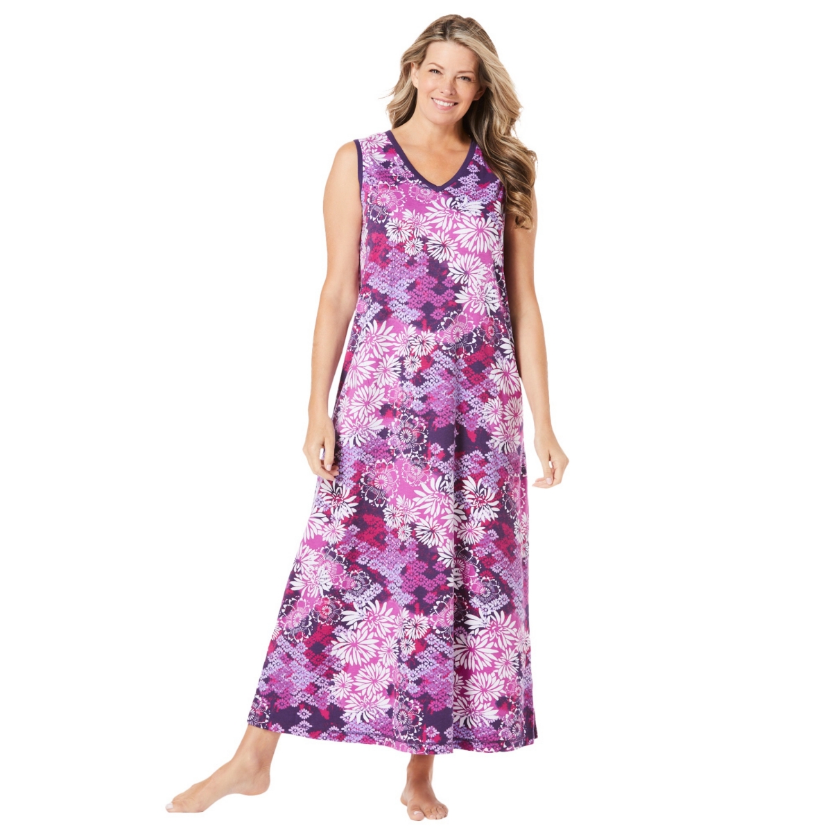 Dreams & Co. Plus Size Trapeze V-Neck Lounger