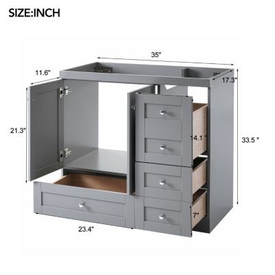 Streamdale 36" Gray Bathroom Vanity(Sink not included)
