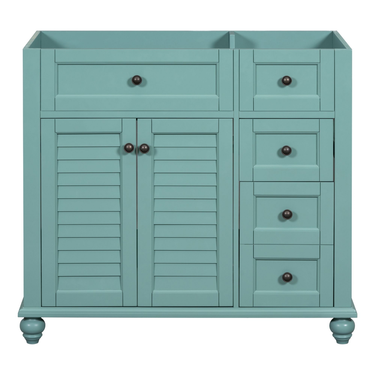 Streamdale Furniture Modern Bathroom Vanity with Solid Wood Frame, Ample Storage, and Unique Grille Design - Blue-green