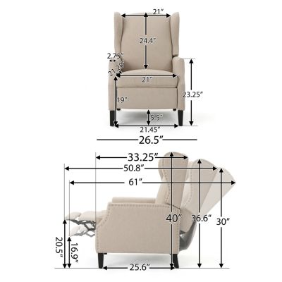 Streamdale Luxurious Wingback Recliner in Soft Fabric with Birch Legs