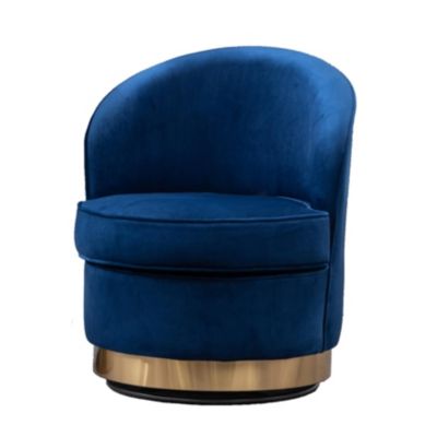 Contemporary Velvet Swivel Chair, Blue