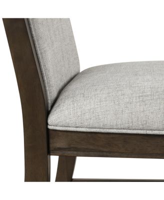 Solid Wood Upholstered Dining Chairs, Set of 2, Gray