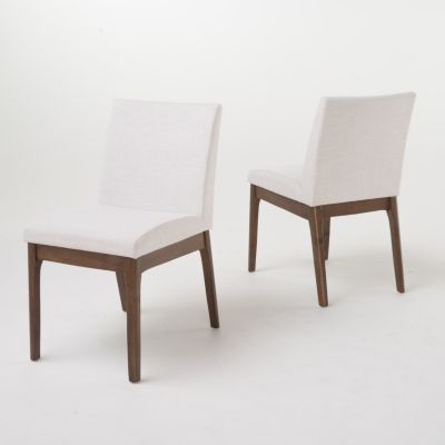 Contemporary Upholstered Dining Chairs with Rubberwood Legs (Set of 2)