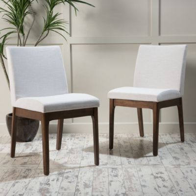 Contemporary Upholstered Dining Chairs with Rubberwood Legs (Set of 2)