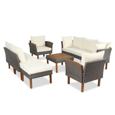 Streamdale 9-Piece Patio Furniture Set with PE Wicker and Acacia Wood