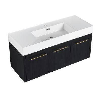 Modern Vanity with Unique Resin Sink and Ample Storage