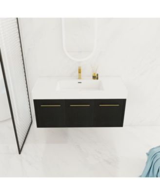 Modern Vanity with Unique Resin Sink and Ample Storage