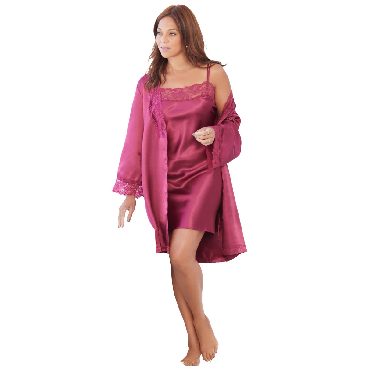 Amoureuse Plus Size The Luxe Satin Short Peignoir Set
