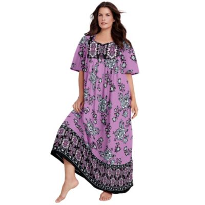 Only Necessities Women's Bib-Front Short Sleeve Maxi Lounger