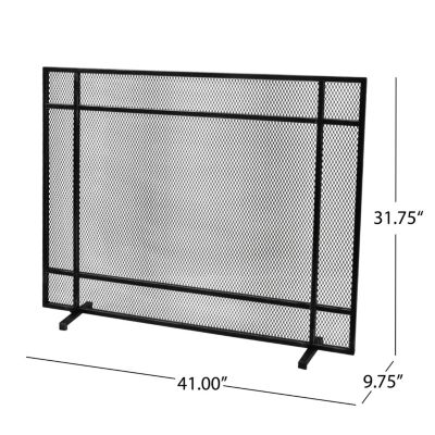 Markus Modern Single Panel Black Brushed Silver Iron Firescreen