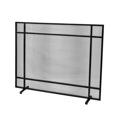 Markus Modern Single Panel Black Brushed Silver Iron Firescreen