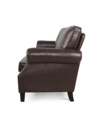 Streamdale Contemporary Faux Leather Upholstered Sofa with Nailhead Accents