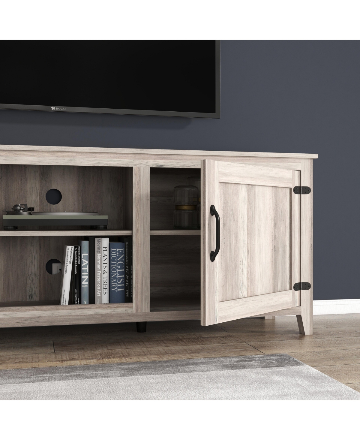 Streamdale Furniture Tv Stand Storage Media Console Entertainment Center With Two Doors,Walnut - Grey