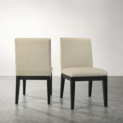 Rocco Contemporary Solid Wood Dining Chairs, Set of 2, Beige