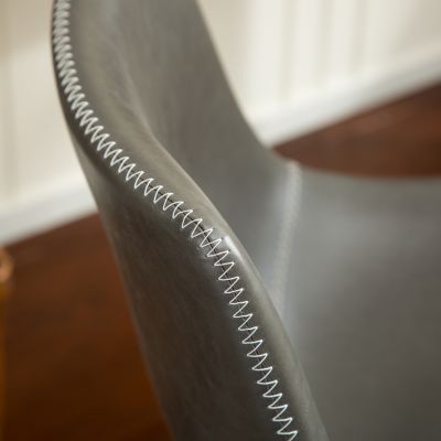  Vintage PU Leather Counter Height Stools, Set of 2, Antique Grey