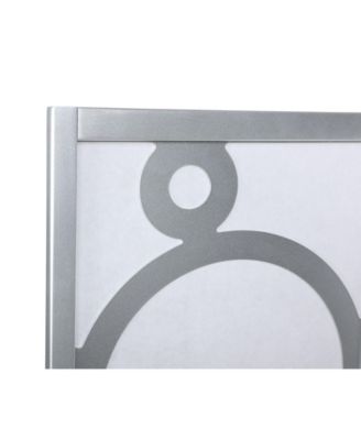 4-Panel Wood Room Divider with Circle Pattern, Silver