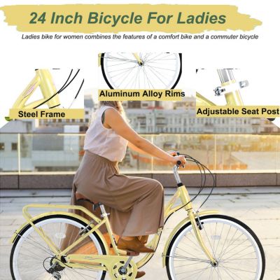 Streamdale 7 Speed, Steel Frame, Multiple Colors 24 Inch Ladies Bicycle