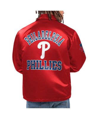 Men's Red Philadelphia Phillies Option Route Satin Full-Snap Jacket
