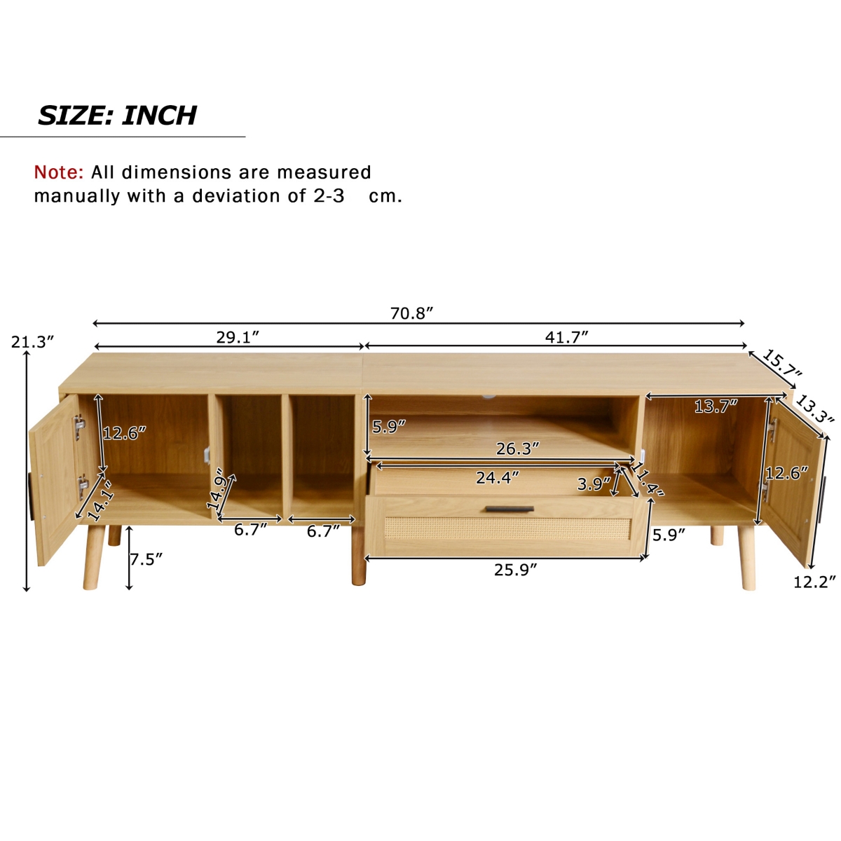 Streamdale Furniture Elegant Multifunctional Tv Stand with Concealed Storage and Cable Management