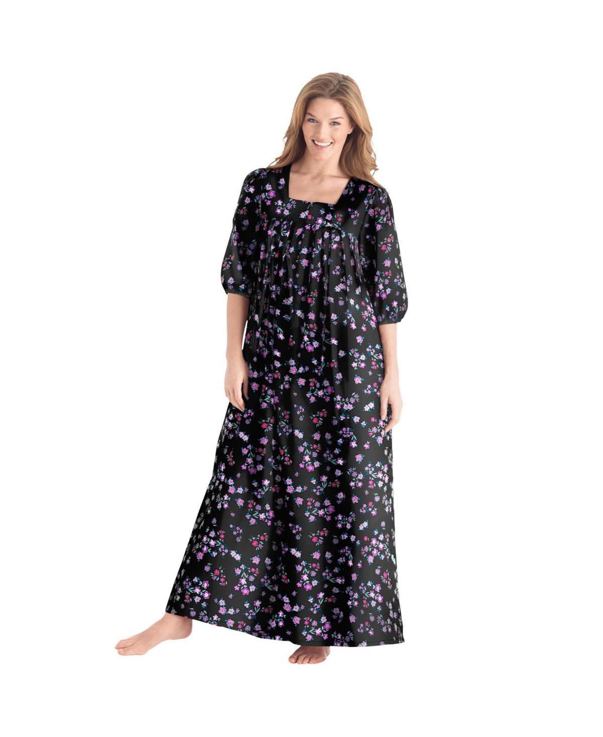 Plus Size Only Necessities Print Lounger - Navy palm leaves
